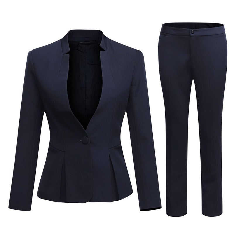 YUNCLOS Women's Business Office 1 Button Blazer Jacket and Pants Suit Set - Image 1
